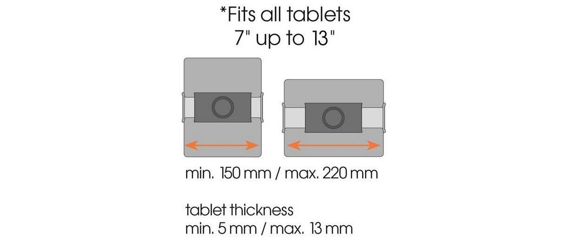 Vogel's RingO TMS 1050 Tablet-Tischhalterung – für Tablets bis 12", neigbar, inkl. Fensterhalter – Schwarz