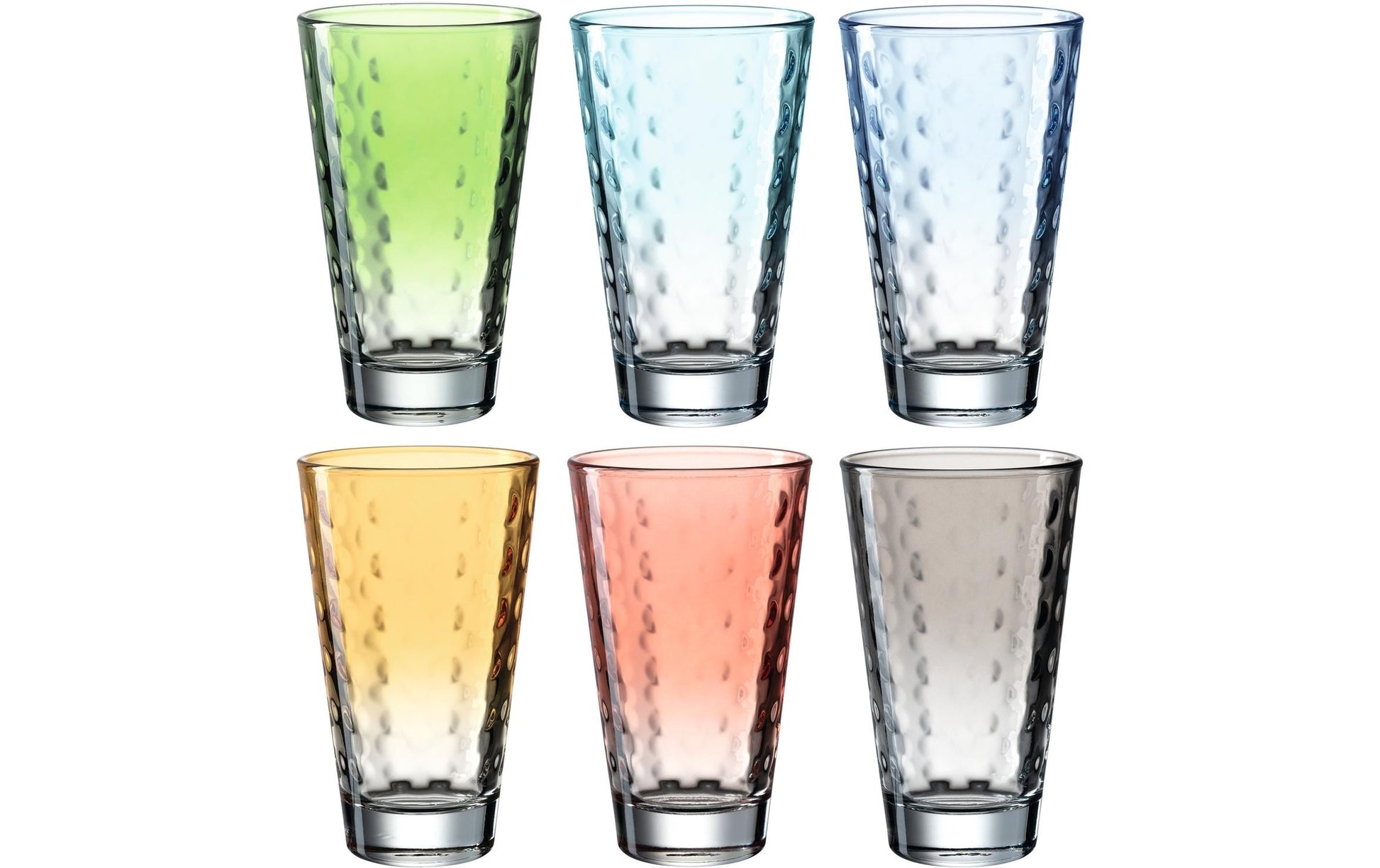 LEONARDO Trinkglas Optic – 6er Set, 300 ml, Ø 8,0 cm, H 13,0 cm, Kalk-Natron-Glas, Mehrfarbig, spülmaschinenfest