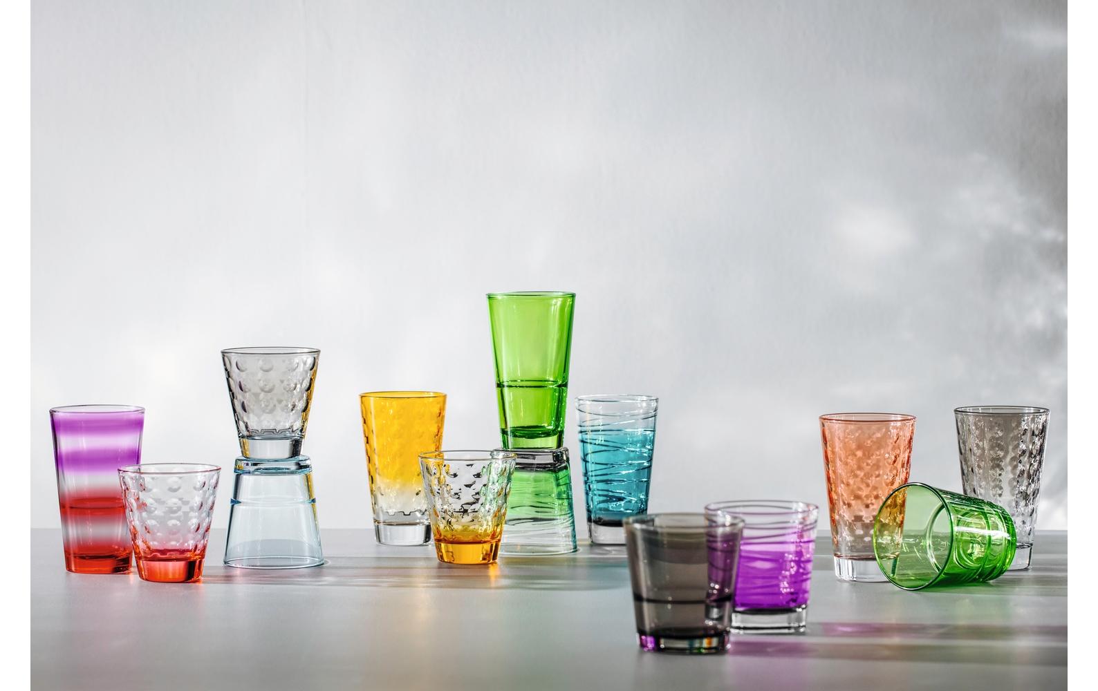 LEONARDO Vario Struttura Trinkglas – 0,28 l, Glas, Orange, spülmaschinenfest, 6 Stück
