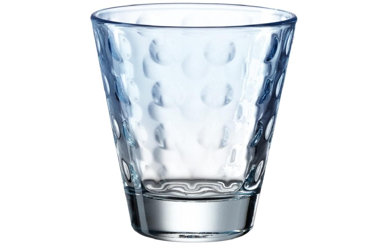 LEONARDO Trinkglas Optic Pastell – 6er Set, 215 ml, Ø 8,5 cm, Glas, Blau, spülmaschinenfest