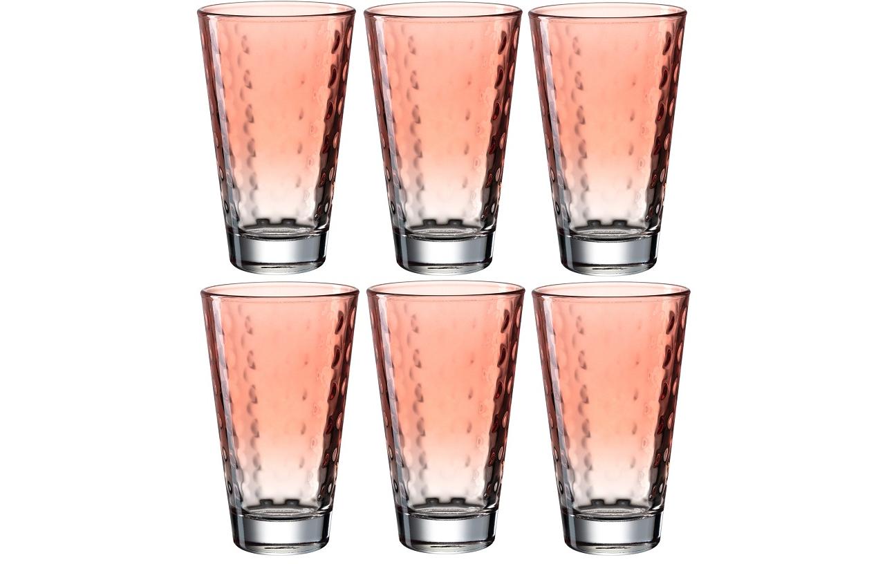 LEONARDO Trinkglas – 6er Set, 300 ml, Ø 8,0 cm, H 13,0 cm, Glas, Koralle, spülmaschinenfest