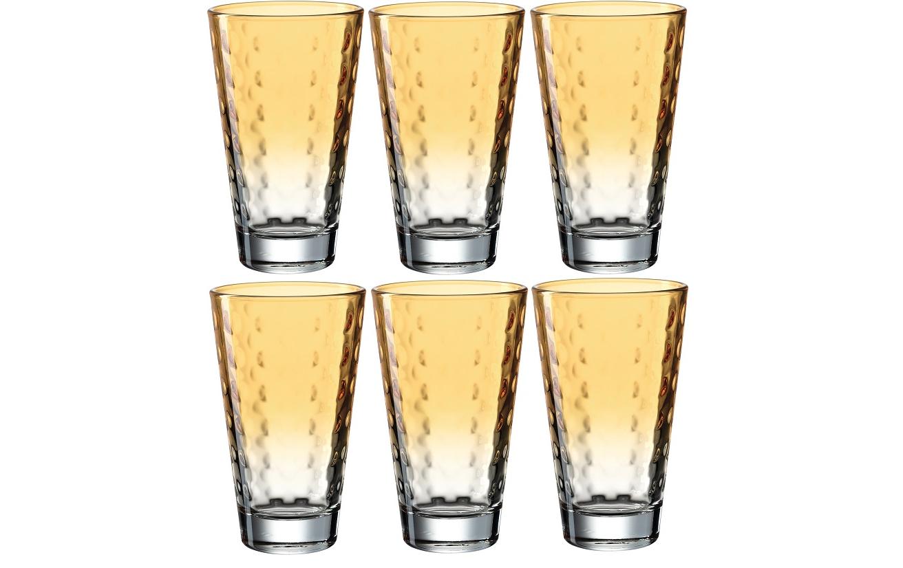 LEONARDO Trinkglas – 6er Set, 300 ml, Ø 8,0 cm, Kalk-Natron-Glas, Orange, spülmaschinenfest