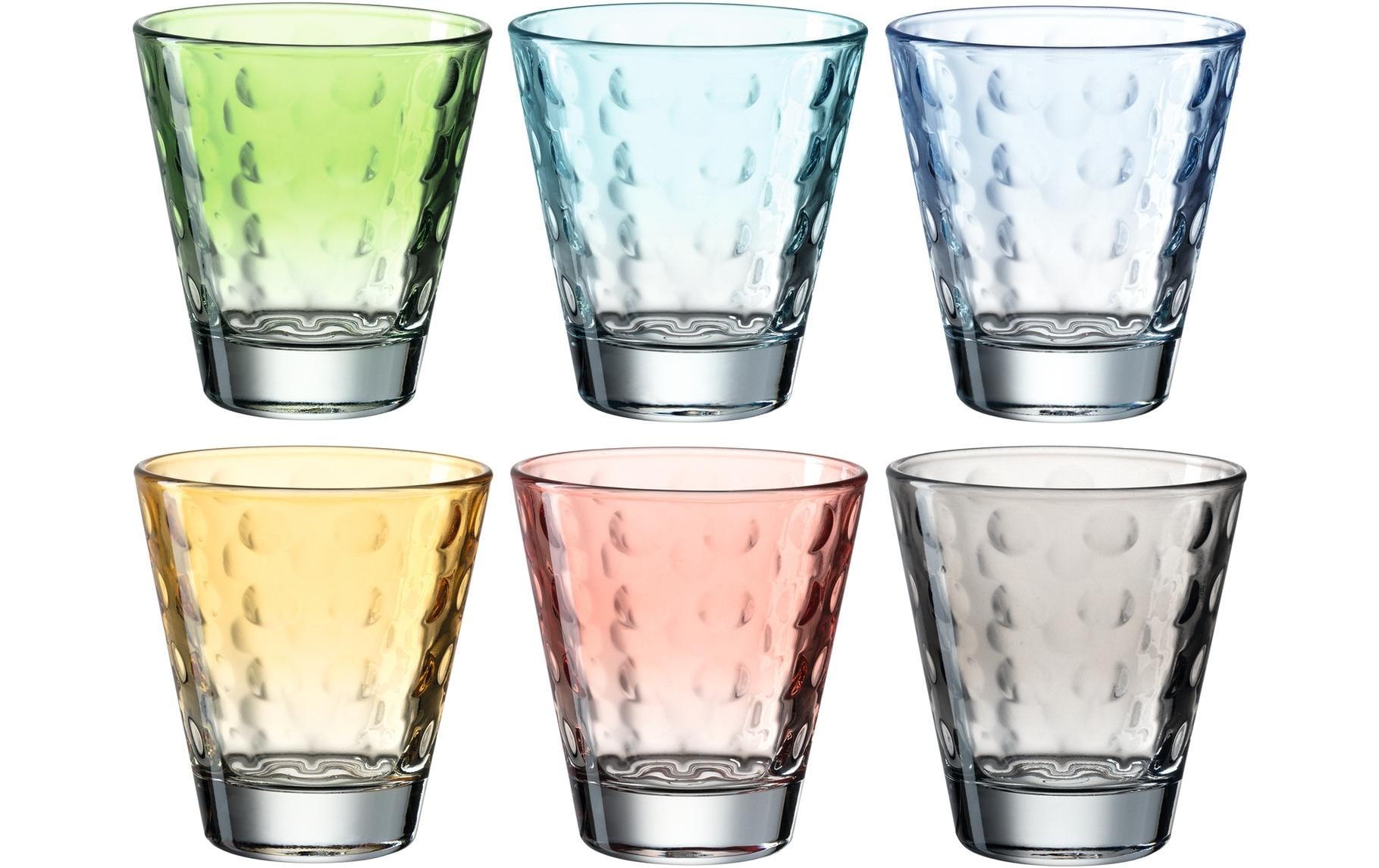 Leonardo Trinkglas – 6er Set, 215 ml, Ø 8,5 cm, Kalk-Natron-Glas, Mehrfarbig, spülmaschinenfest