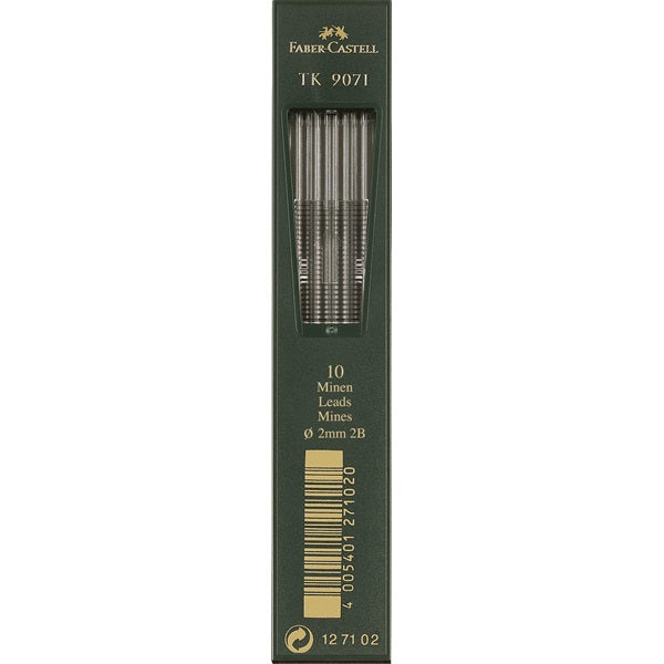 Faber-Castell Bleistiftminen 9071 für TK-Stifte 4600, 9400, 9500 – grau, 2 mm, 10 Stk.