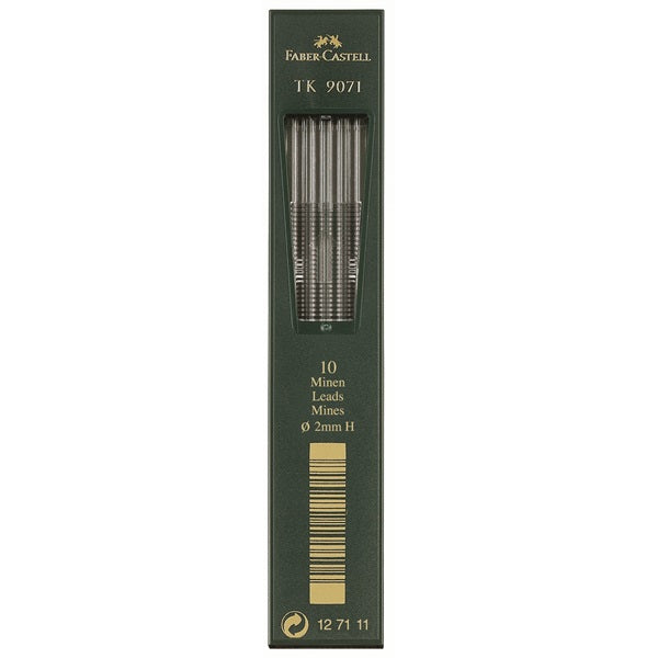 Faber-Castell Bleistiftminen 9071 für TK-Stifte 4600, 9400, 9500 – Graphit, 2 mm, H, 10 Stk.