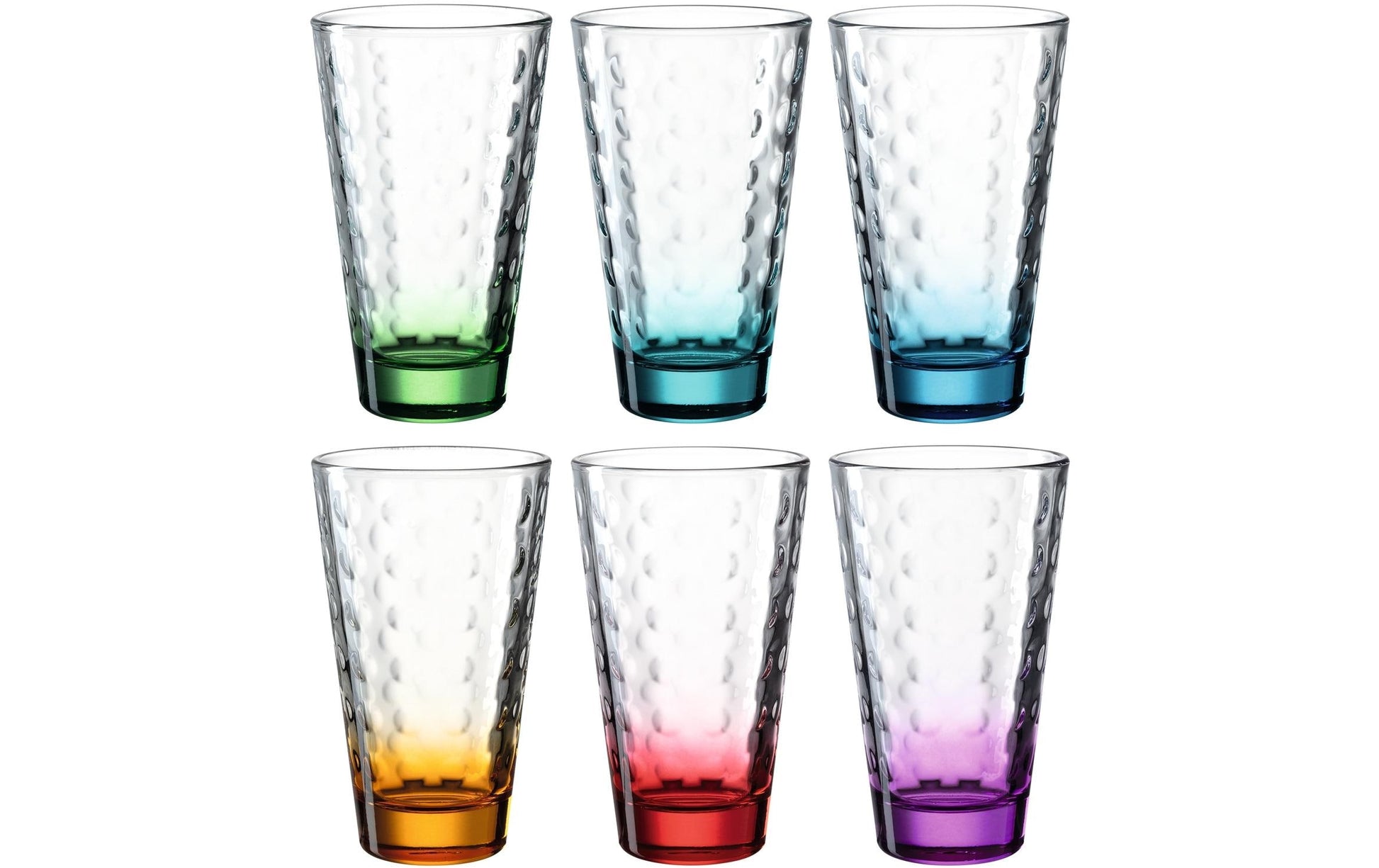 LEONARDO Optic Trinkglas – 0,30 l, Glas, Mehrfarbig, Spülmaschinenfest, 6 Stück