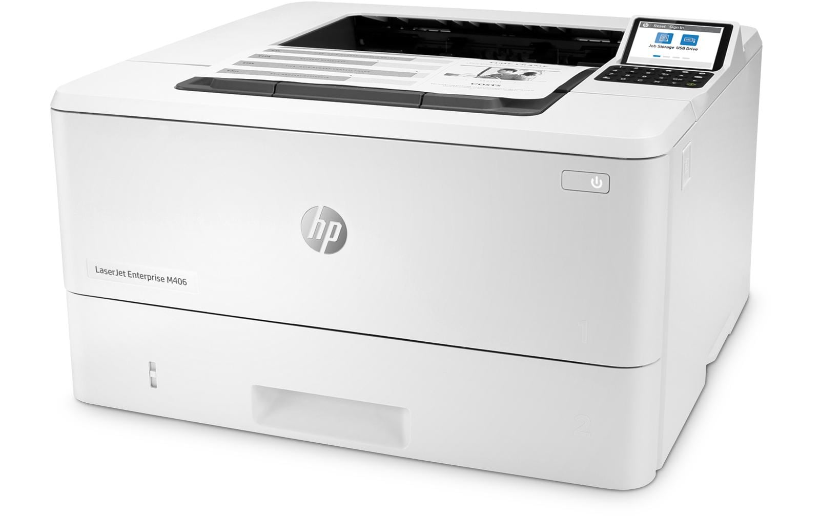 HP LaserJet Enterprise M406dn – S/W, Duplex, 42 S./Min., 1200 × 1200 dpi, LAN, Papier: 350 Blatt