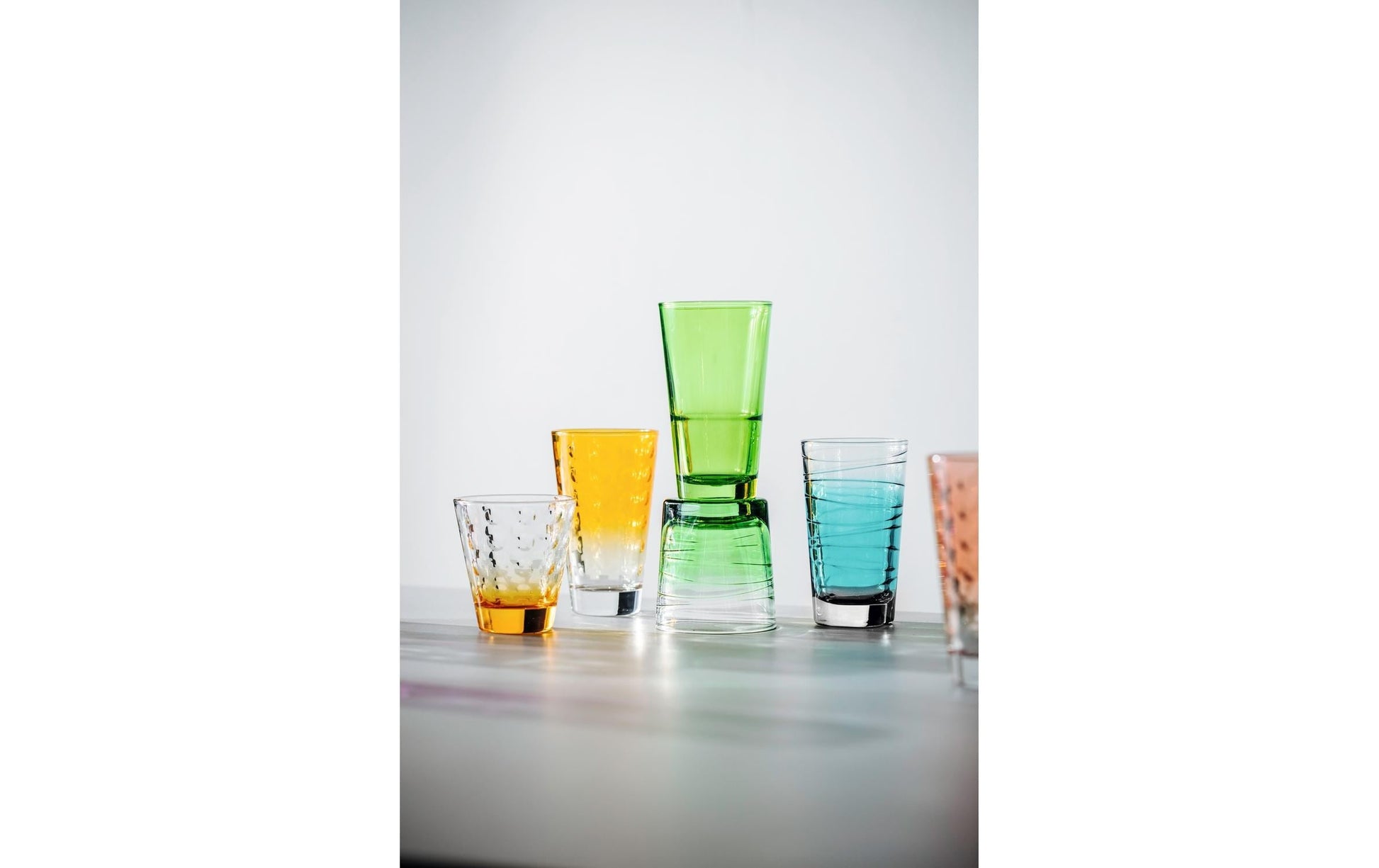 LEONARDO Vario Struttura Trinkglas – 0,28 l, Glas, Orange, spülmaschinenfest, 6 Stück
