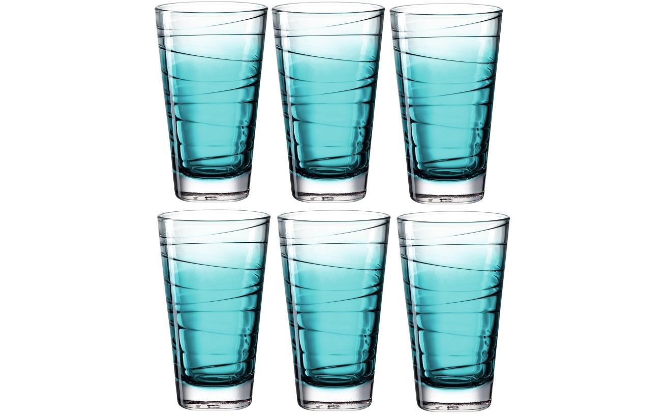 LEONARDO Trinkglas Vario – 6er Set, 280 ml, Ø 7,5 cm, H 13,0 cm, Kalk-Natron-Glas, Türkis, spülmaschinenfest