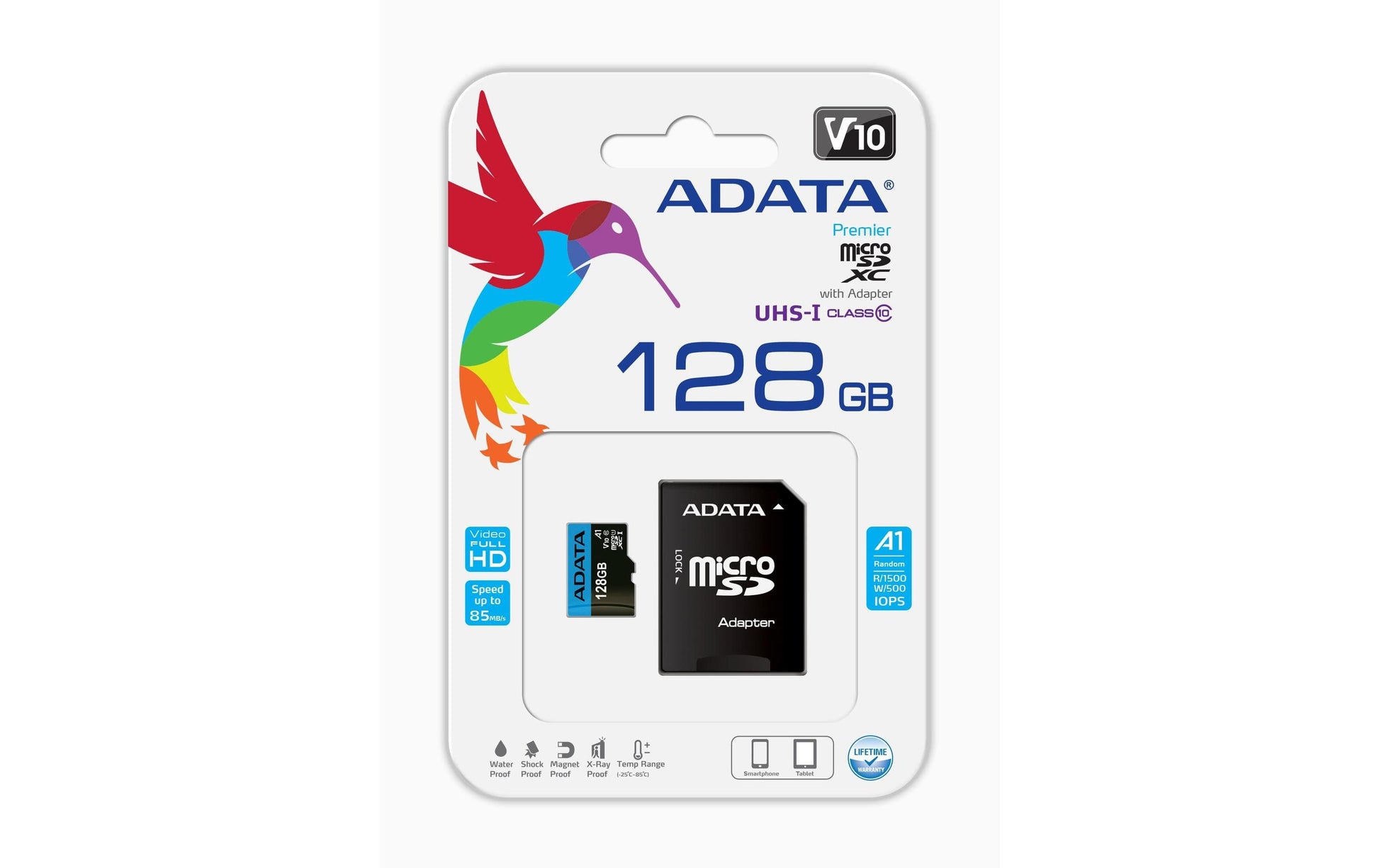ADATA Premier microSDXC 128 GB – UHS-I, Klasse 10, A1, 85/25 MB/s, inkl. SD-Adapter