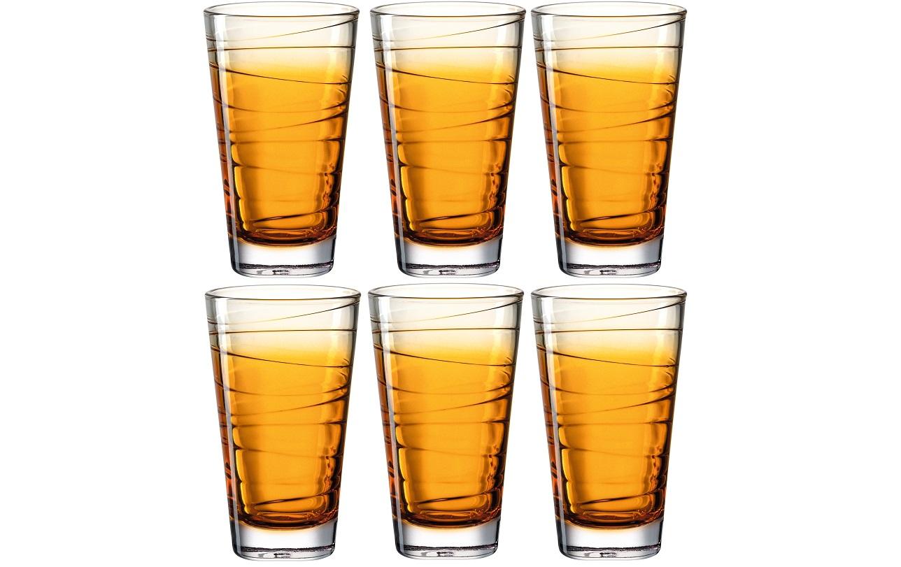 LEONARDO Vario Struttura Trinkglas – 0,28 l, Glas, Orange, spülmaschinenfest, 6 Stück