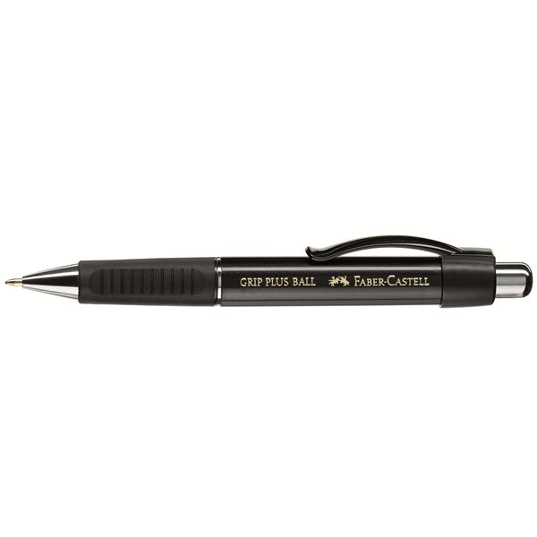 Faber-Castell Grip Plus Kugelschreiber – Blau, Spitze 0,5 mm, Druck, Schwarz, dokumentenecht, nachfüllbar