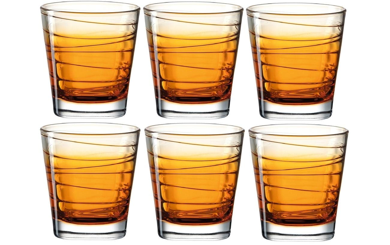LEONARDO VARIO STRUKTUR Trinkglas – 0,25 l, Kalk-Natron-Glas, Orange, spülmaschinengeeignet, 6 Stück