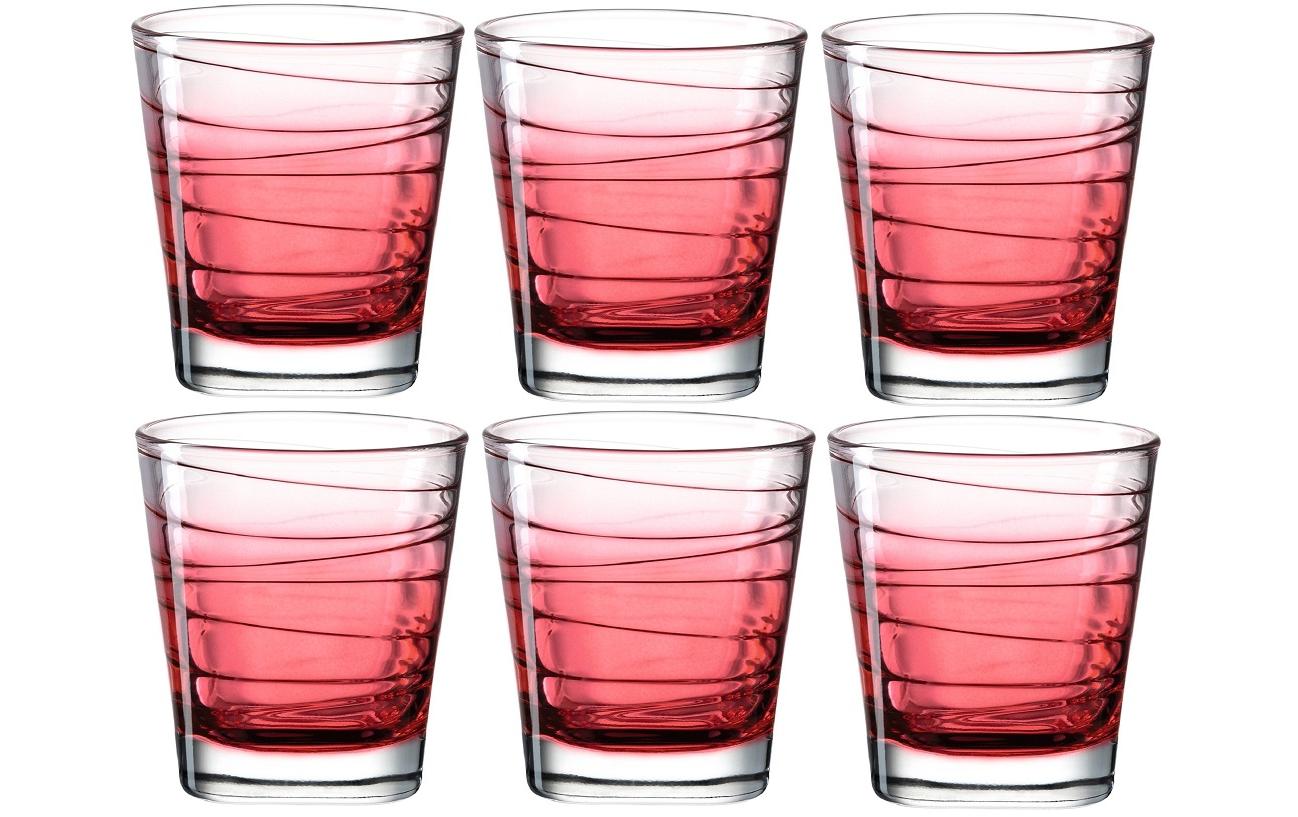 LEONARDO Trinkglas – 6er Set, 250 ml, Ø 8,3 cm, Glas, Rot, spülmaschinenfest, für Wasser und Säfte