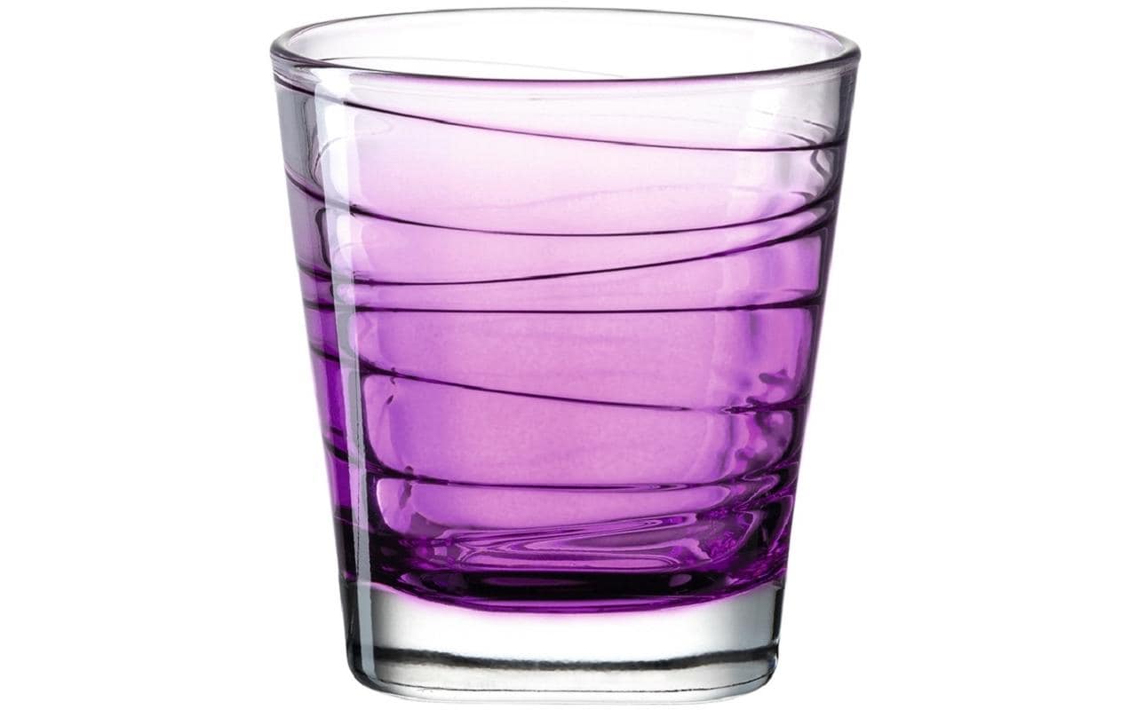LEONARDO Trinkglas – 0,25 l, Glas, Violett, spülmaschinenfest, eingepresstes Dekor, 6 Stück