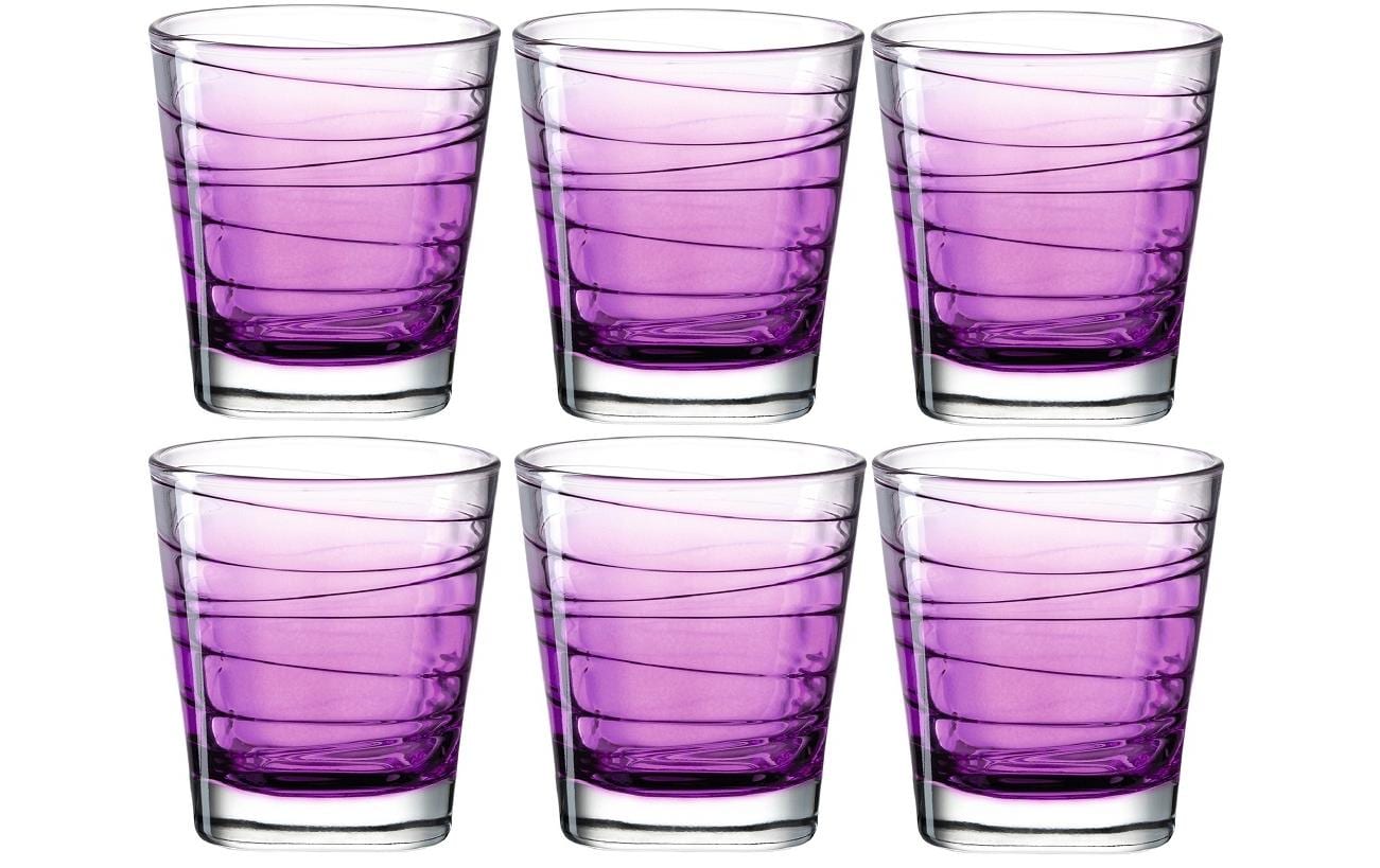 LEONARDO Trinkglas – 0,25 l, Glas, Violett, spülmaschinenfest, eingepresstes Dekor, 6 Stück