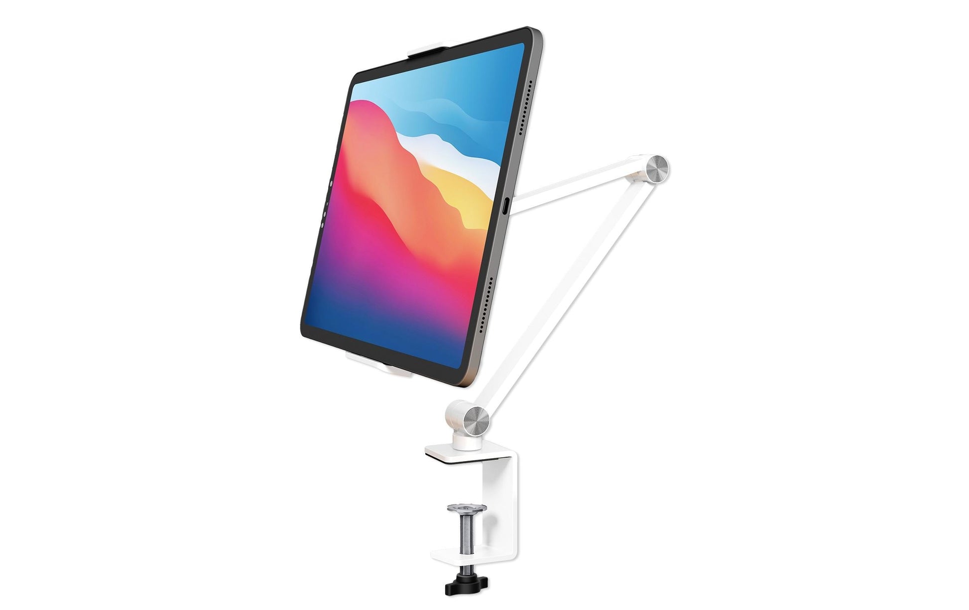 4smarts Tablet-Tischhalterung – für Smartphones und Tablets bis 15,6", 360°-Ausrichtung – Silber