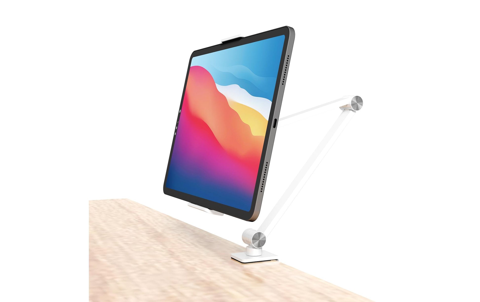 4smarts Tablet-Tischhalterung – für Smartphones und Tablets bis 15,6", 360°-Ausrichtung – Silber