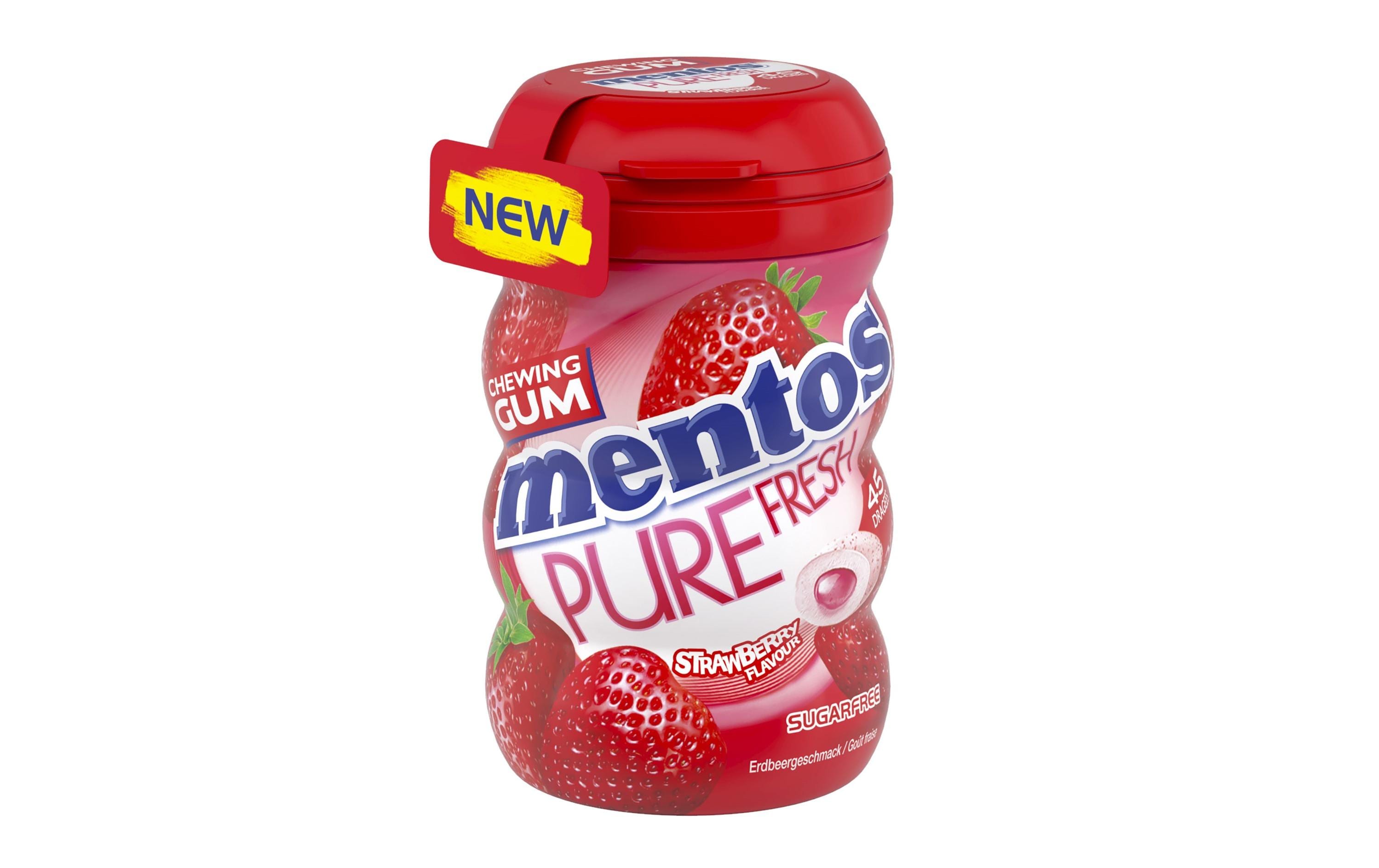 Mentos Pure Fresh Kaugummi – Erdbeere, zuckerfrei – 90 g