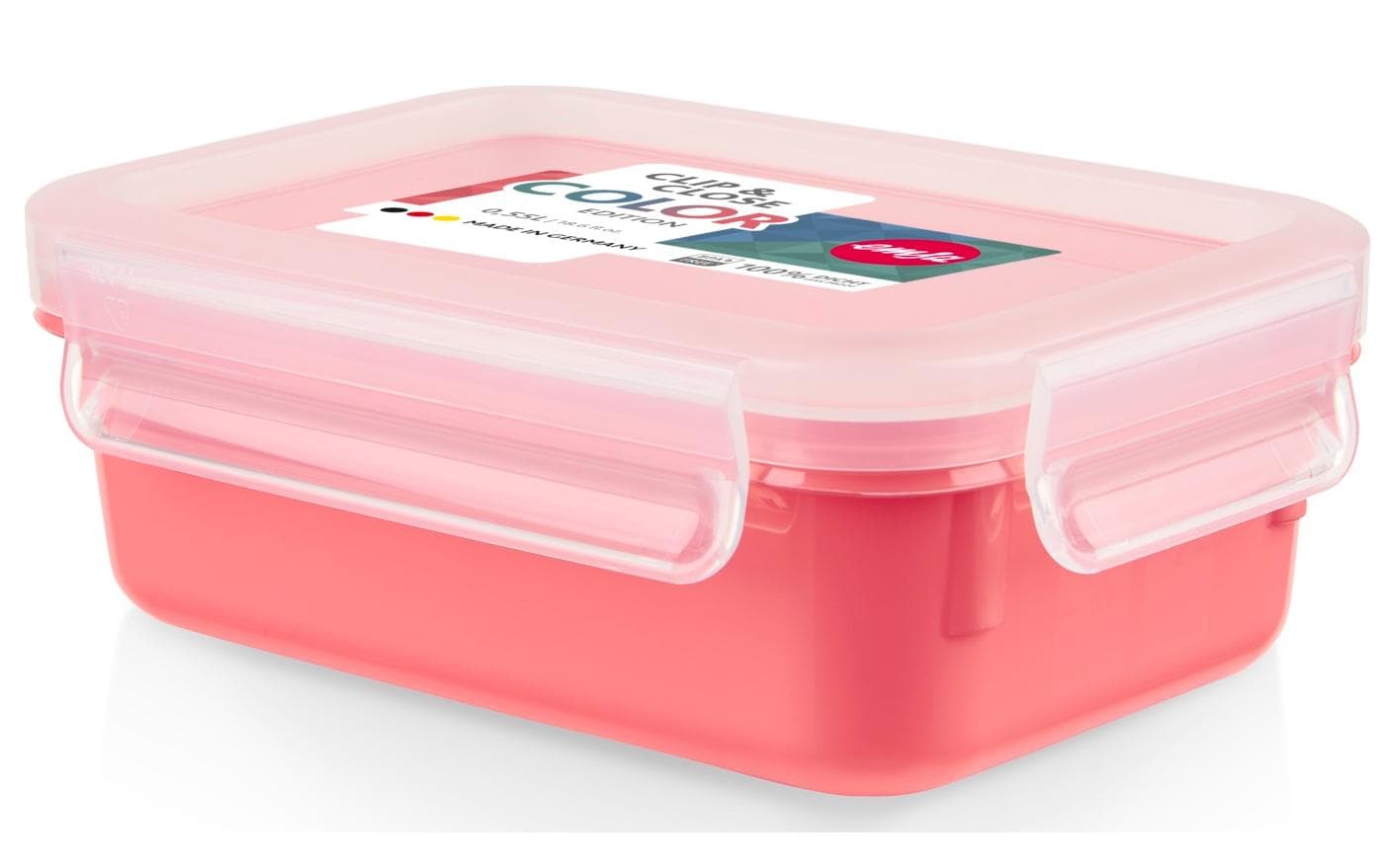 EMSA Vorratsdose 550 ml, 16,3 × 11,3 × 5,8 cm, Polypropylen (PP)/Thermoplastisches Elastomer (TPE), Rot