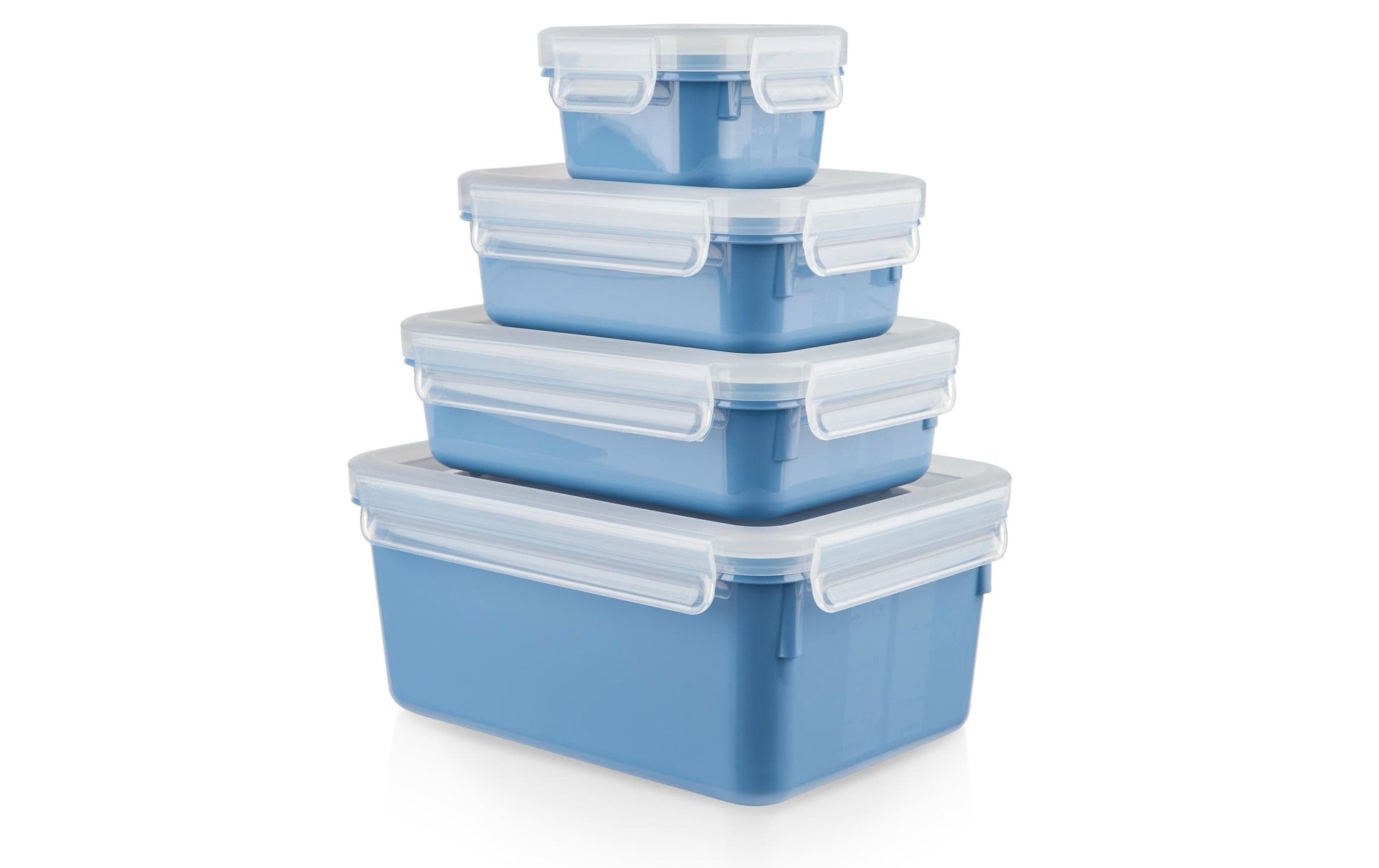 EMSA Clip & Close – Vorratsdose 200 ml, 550 ml, 800 ml, 2,2 l, Kunststoff (PP/TPE), 4-teilig, Blau
