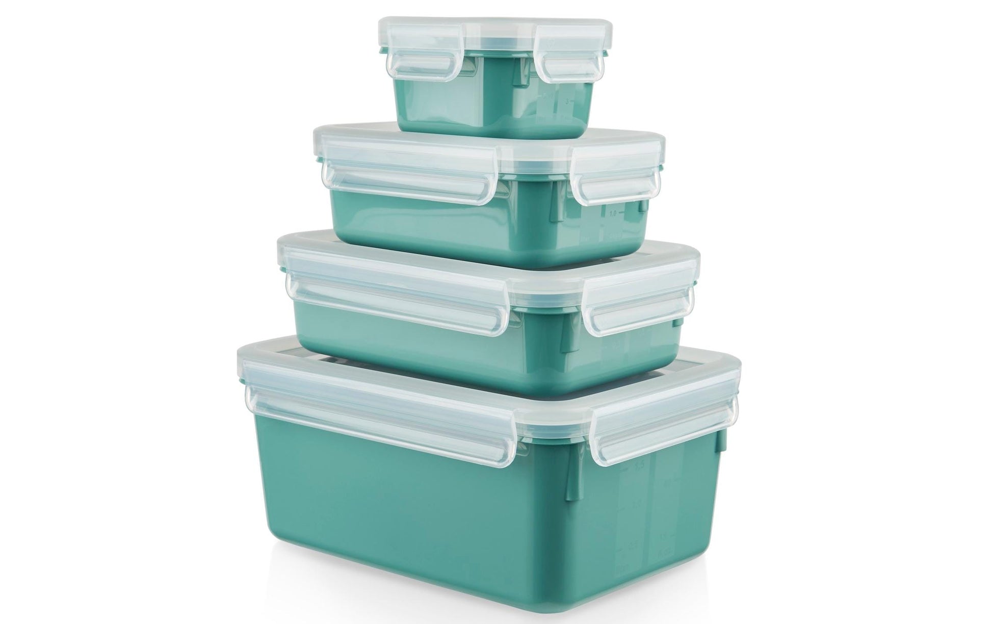 EMSA Clip & Close – Vorratsdosen 4-teilig, 200/550/800 ml/2,2 l, PP/TPE, grün/transparent