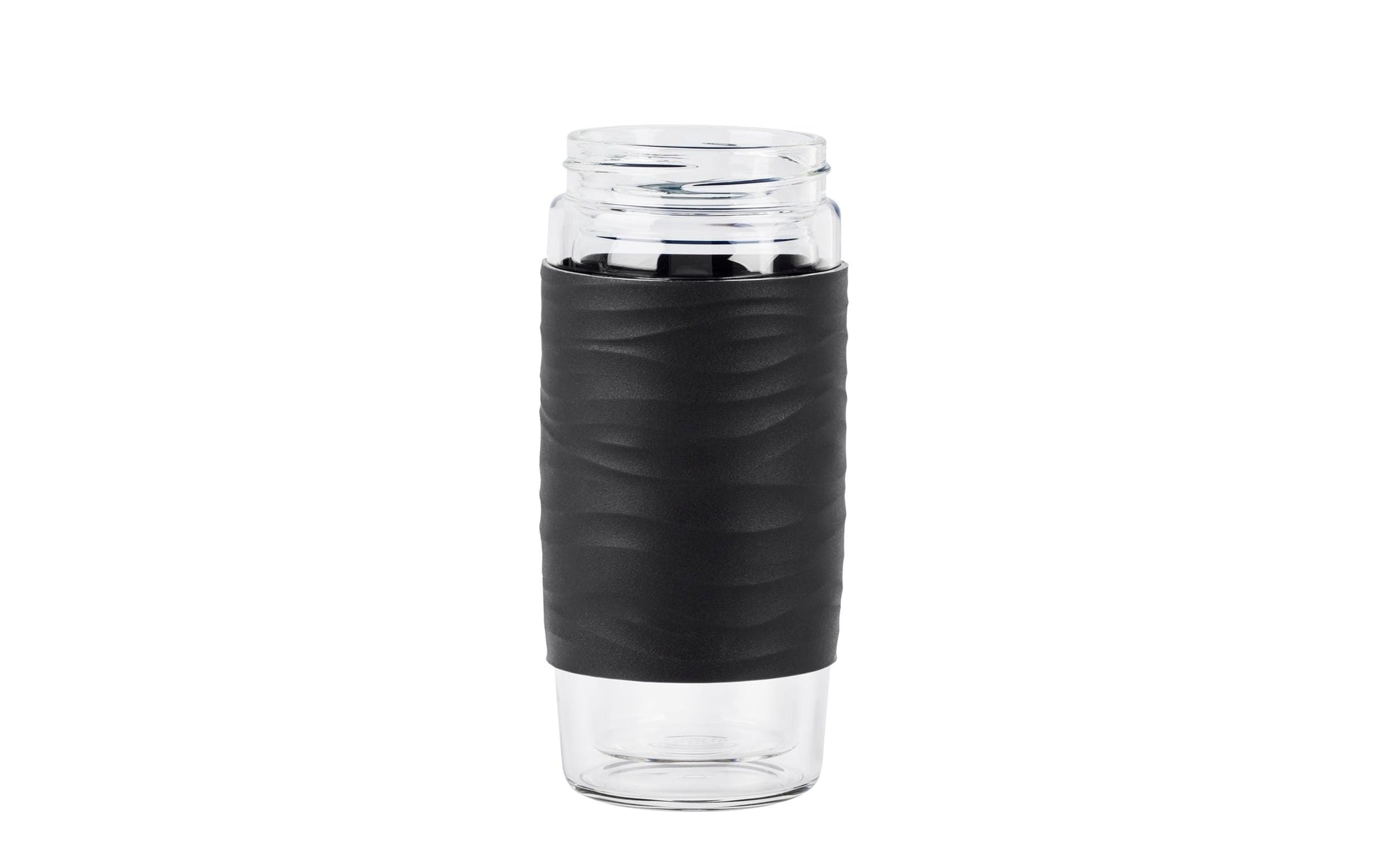 EMSA Thermobecher Tea2go – 4,2 dl – Glas, isoliert, Deckel – schwarz