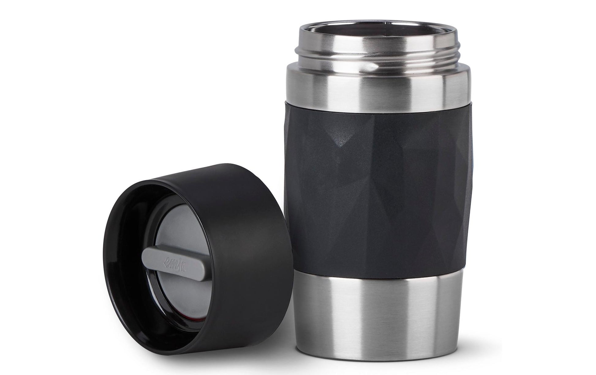 EMSA Thermobecher Travel Mug Compact – 3 dl – Edelstahl, isoliert, auslaufsicher – schwarz