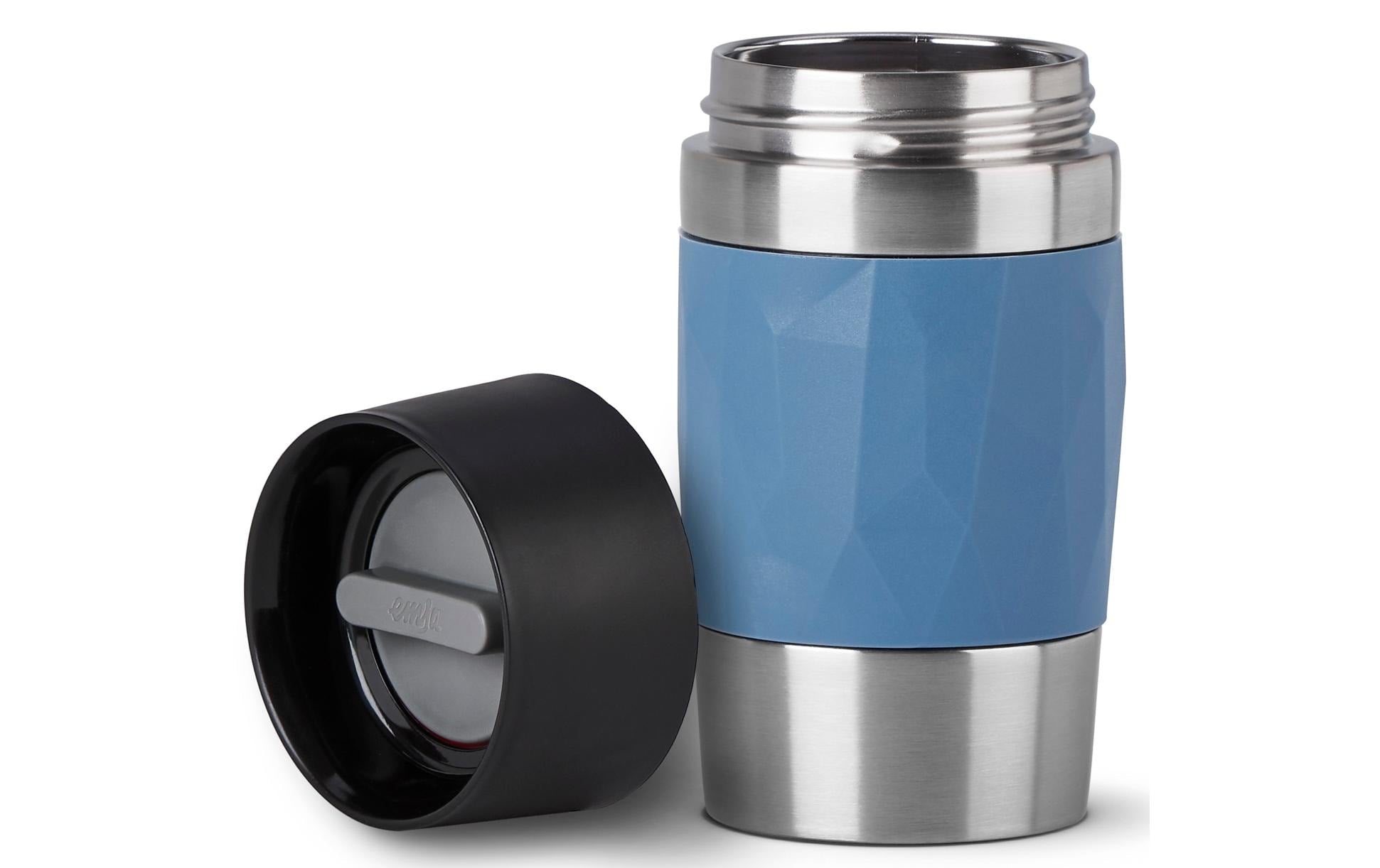 EMSA Thermobecher Travel Mug Compact – 3 dl – Edelstahl, isoliert, auslaufsicher – Blau