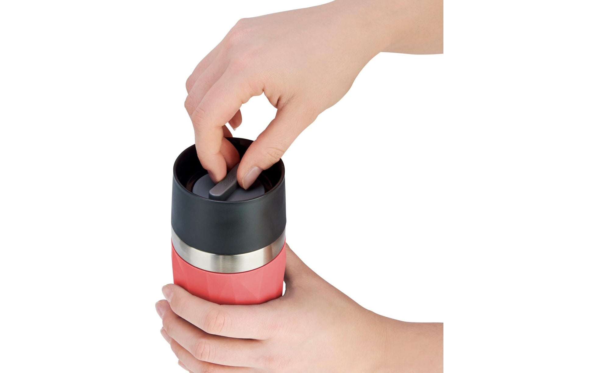 EMSA Thermobecher Travel Mug Compact – 3 dl – Edelstahl, isoliert, auslaufsicher, spülmaschinenfest – Rot