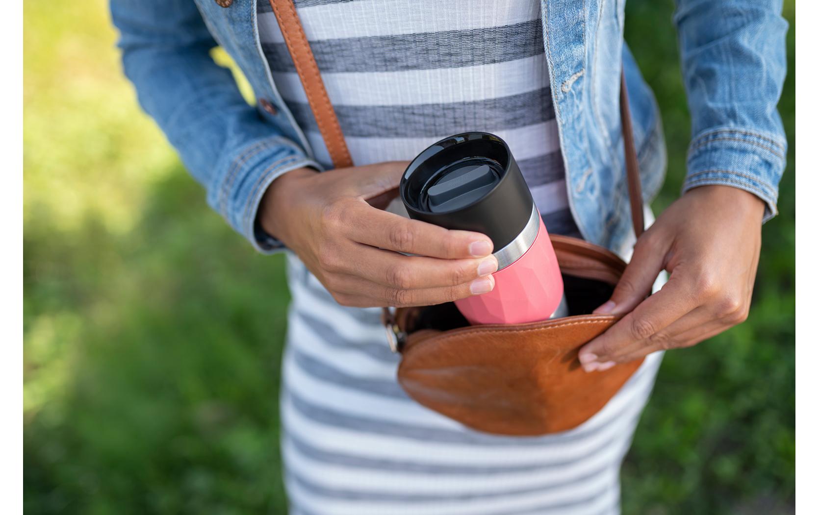 EMSA Thermobecher Travel Mug Compact – 3 dl – Edelstahl, isoliert, auslaufsicher, spülmaschinenfest – Rot