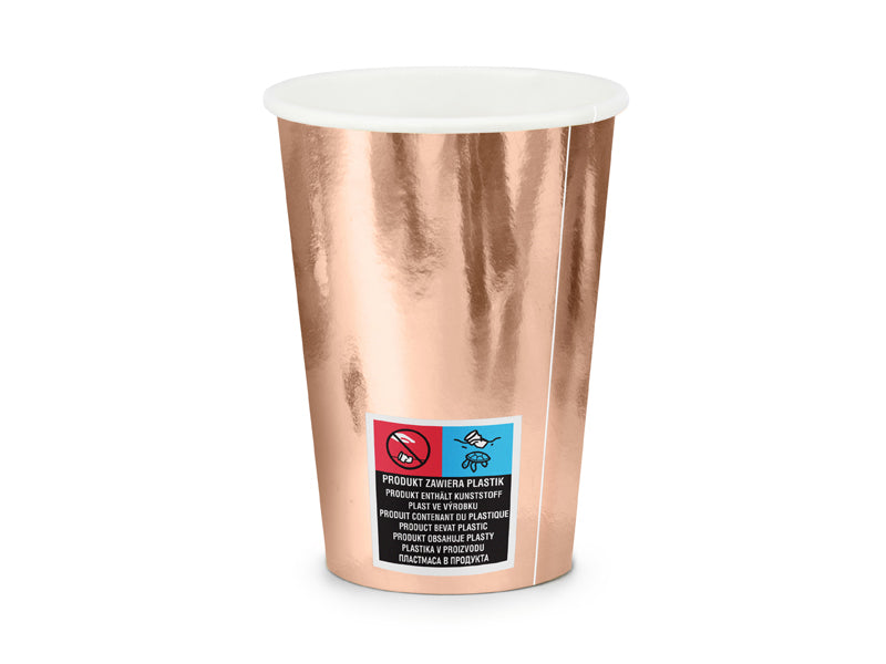PartyDeco Trinkbecher, Papier/Karton – 2,2 dl Roségold – 6 Stk.