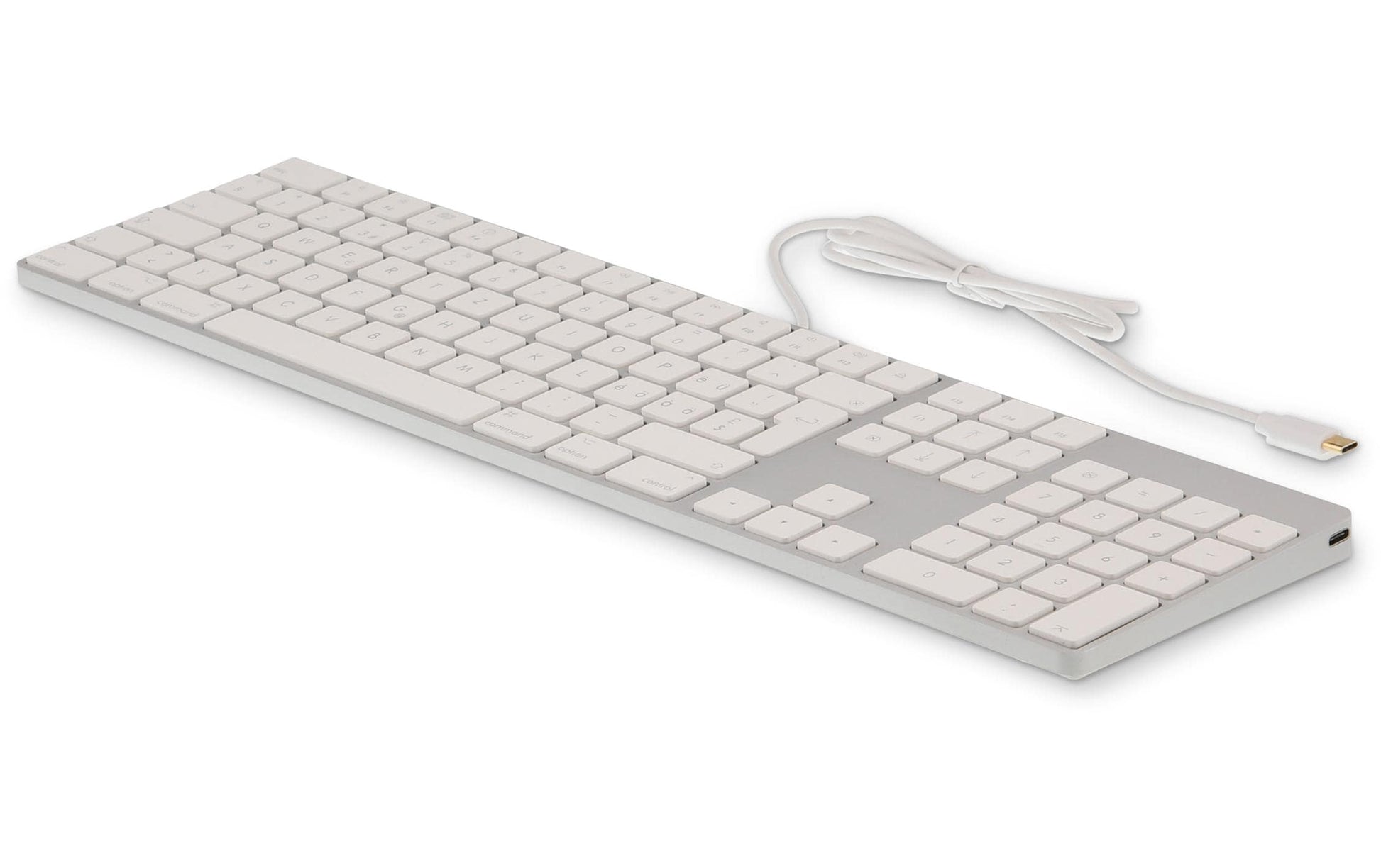 LMP KB-1843 – Tastatur, kabelgebunden (USB-C), CH-Layout (DE-CH), Fullsize (mit Ziffernblock), Scissor, Silber