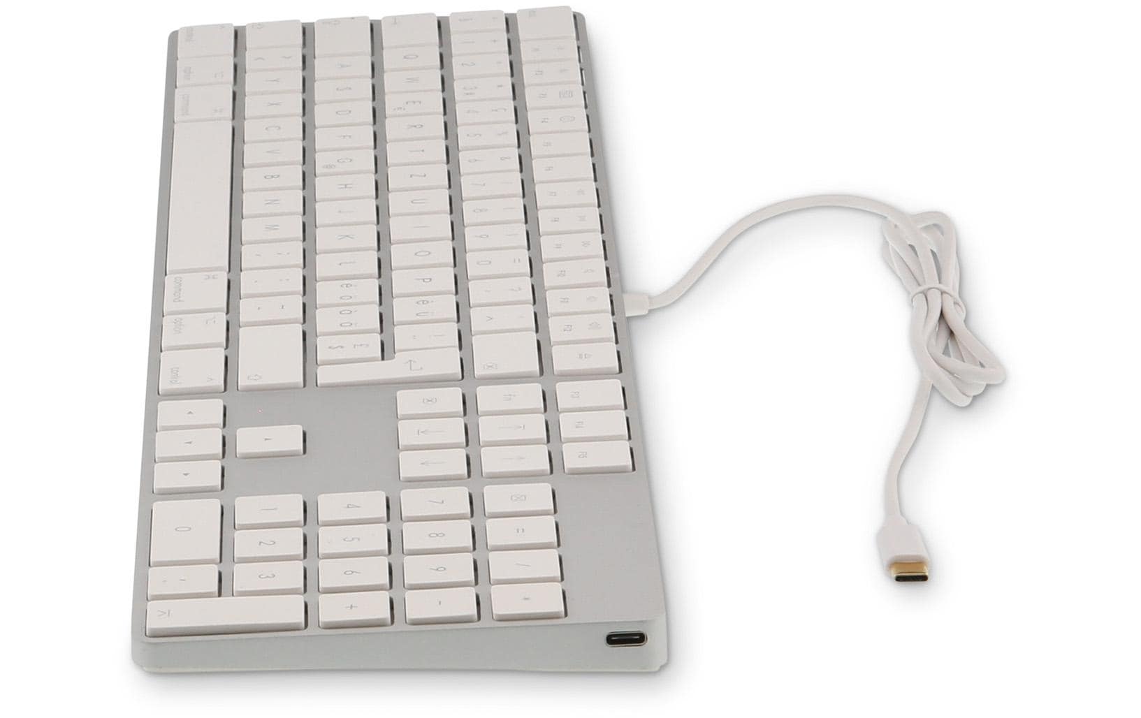LMP KB-1843 – Tastatur, kabelgebunden (USB-C), CH-Layout (DE-CH), Fullsize (mit Ziffernblock), Scissor, Silber