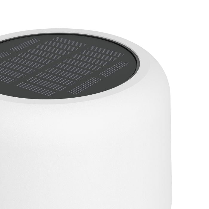EGLO Aussen-Stehleuchte – 120 cm – 270 lm – 3000 K – IP44 – Akku & Solar, USB-C, Touch – Weiss – Stahl