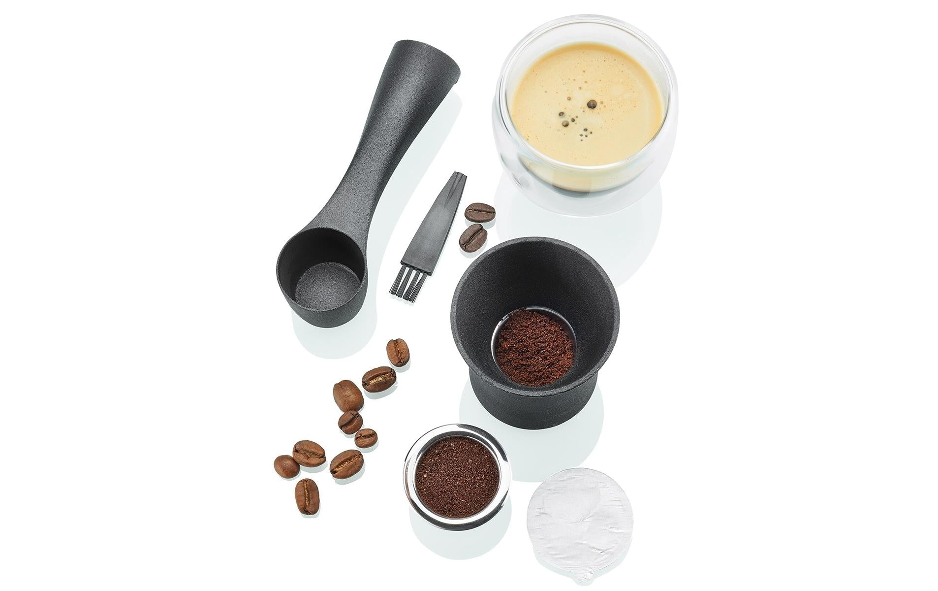 GEFU Wiederverwendbare Kaffeekapseln CONSCIO – für Nespresso-Maschinen, 8 Stk., Edelstahl/Schwarz