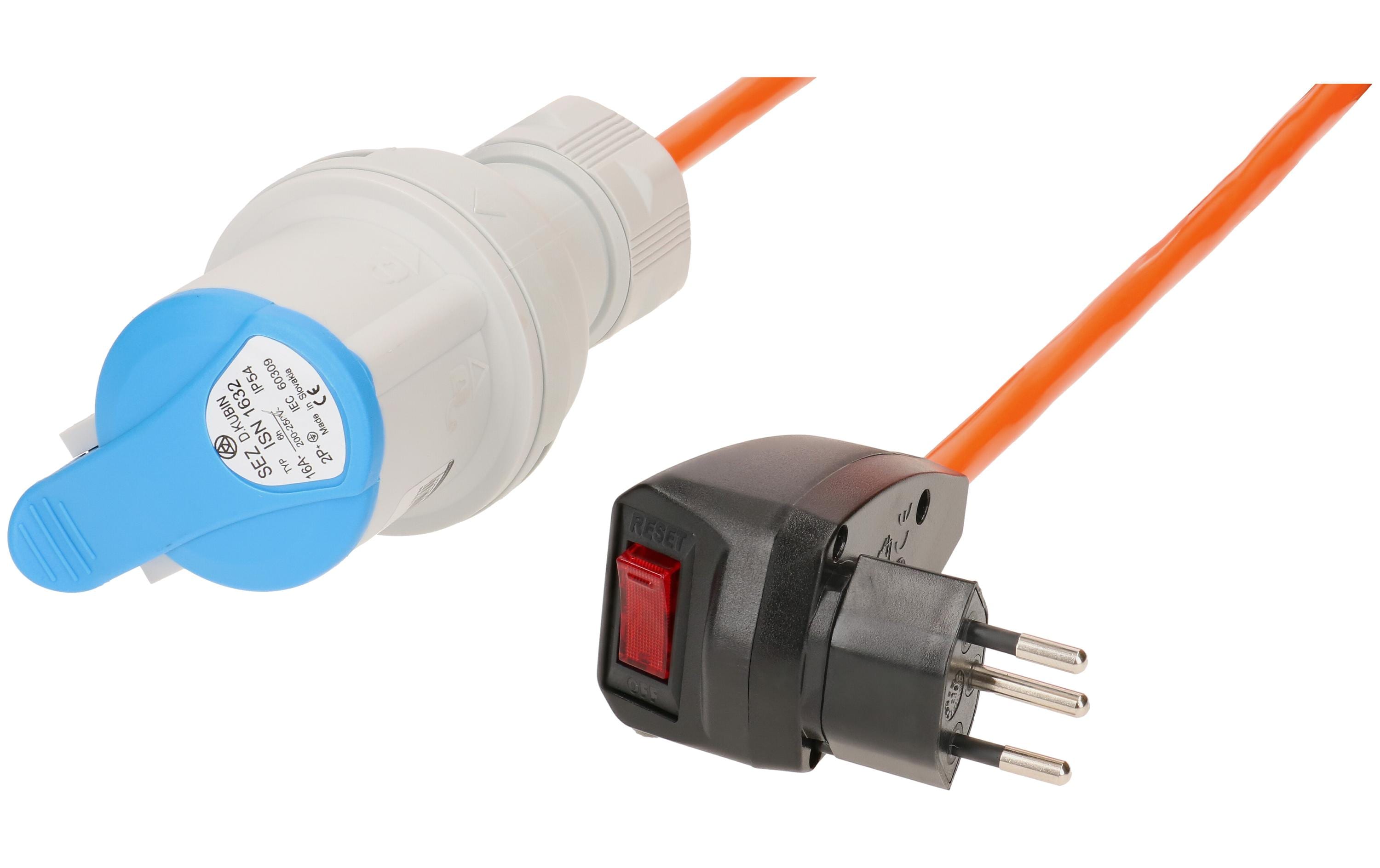 Maxcamp Netzkabel, T12 auf CEE 16-3, 10 A, 15 m, Orange