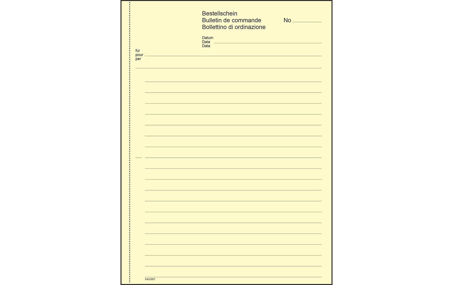 Favorit Formularblock – Bestellscheine, mehrsprachig, 50 Blatt, A5