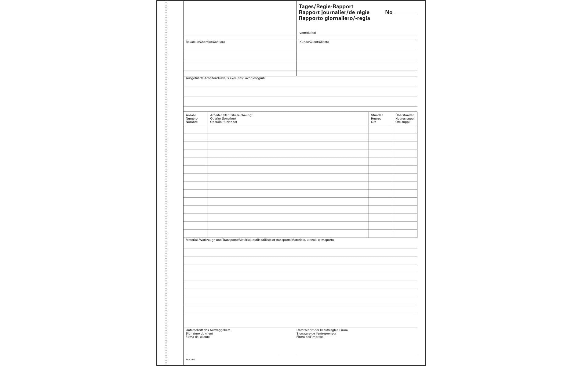 Favorit Tages-/Regie-Rapporte – 220 × 297 mm – 50 Sätze, 2-fach – Italienisch