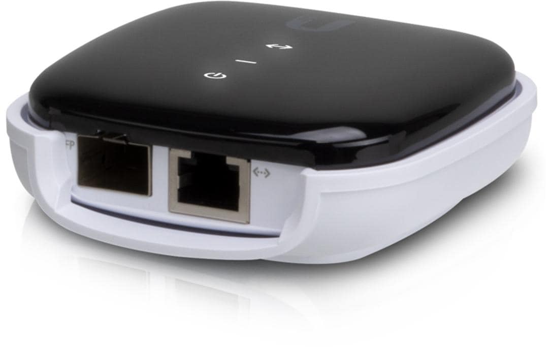 Ubiquiti UF-AE Medienkonverter SFP zu RJ-45 – 1 Gbit/s, SFP/SFP+, 24V Passive PoE – Schwarz