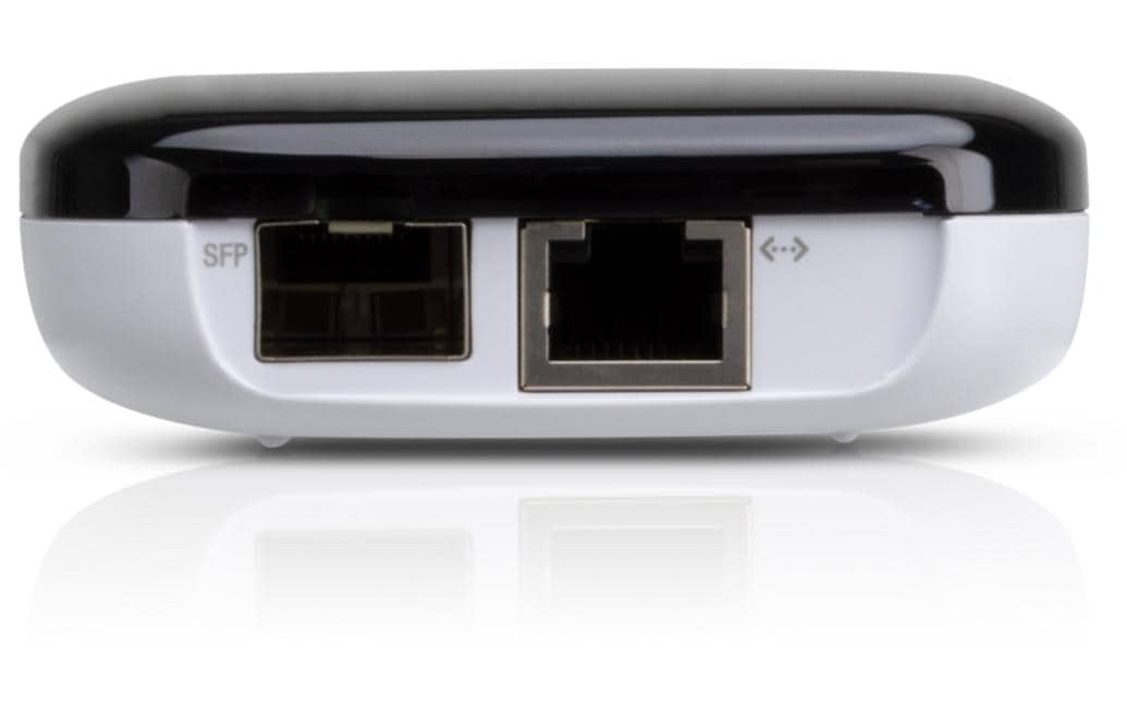 Ubiquiti UF-AE Medienkonverter SFP zu RJ-45 – 1 Gbit/s, SFP/SFP+, 24V Passive PoE – Schwarz