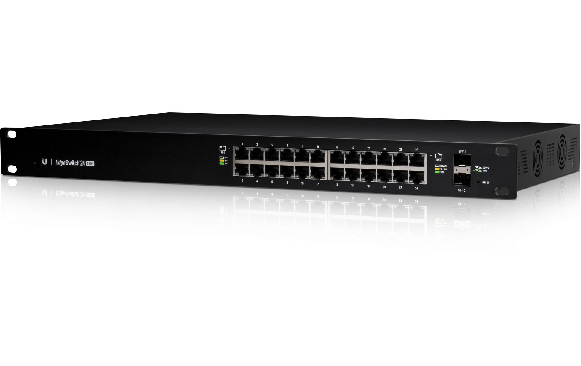 Ubiquiti ES-24-250W – Managed Switch – 24×GbE, 2×SFP, L2+/L3, PoE+, 1U