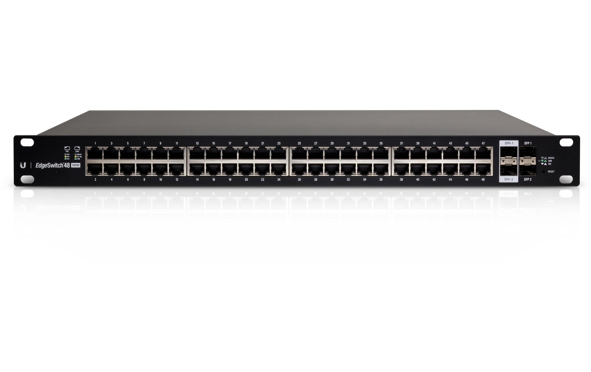 Ubiquiti ES-48-500W – Managed Switch – 48×GbE, 2×SFP, 2×SFP+, L2/L3, PoE+ 500 W, 1U