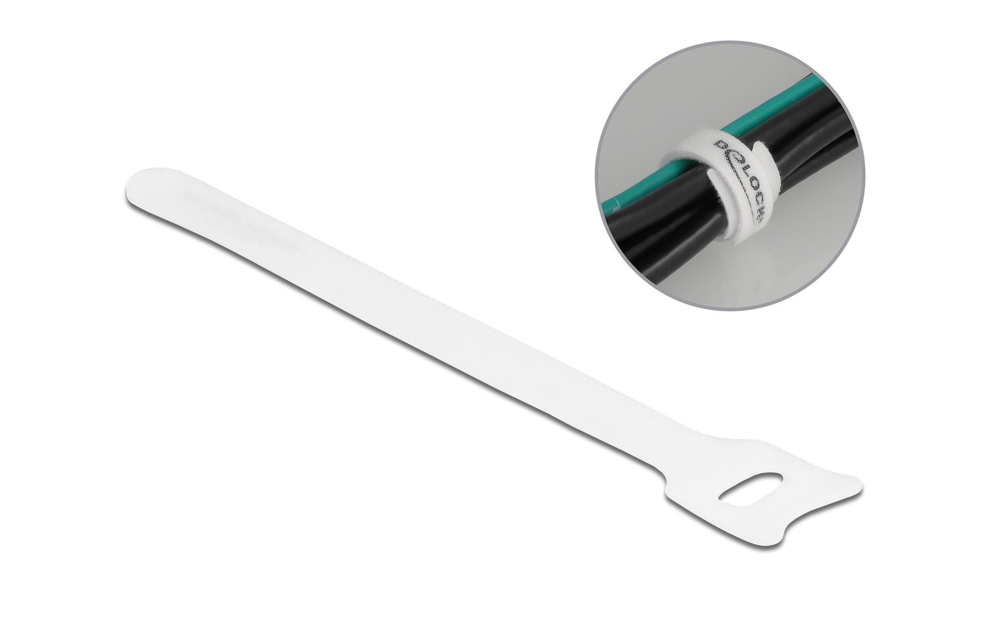 DeLOCK Klettkabelbinder, 150×12 mm, 10er-Pack – Weiss