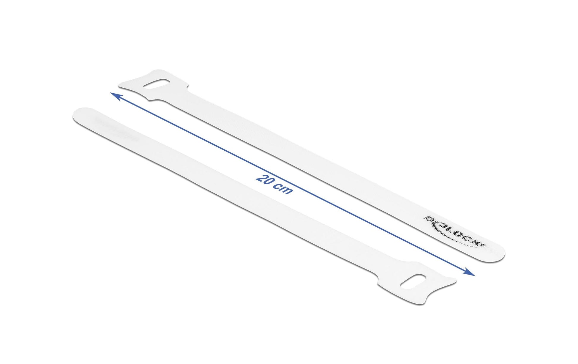 DeLOCK Klettkabelbinder, 12 mm × 0,2 m, Weiss, 10 Stück