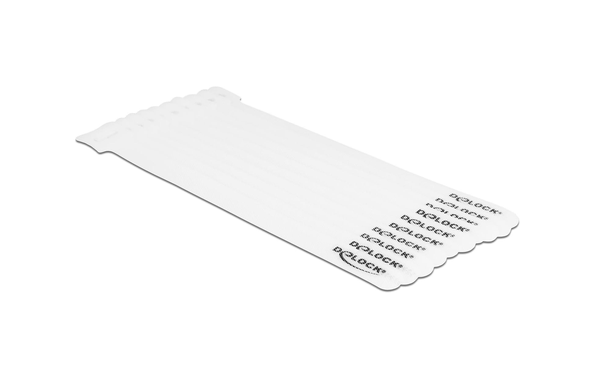 DeLOCK Klettkabelbinder, 12 mm × 0,2 m, Weiss, 10 Stück