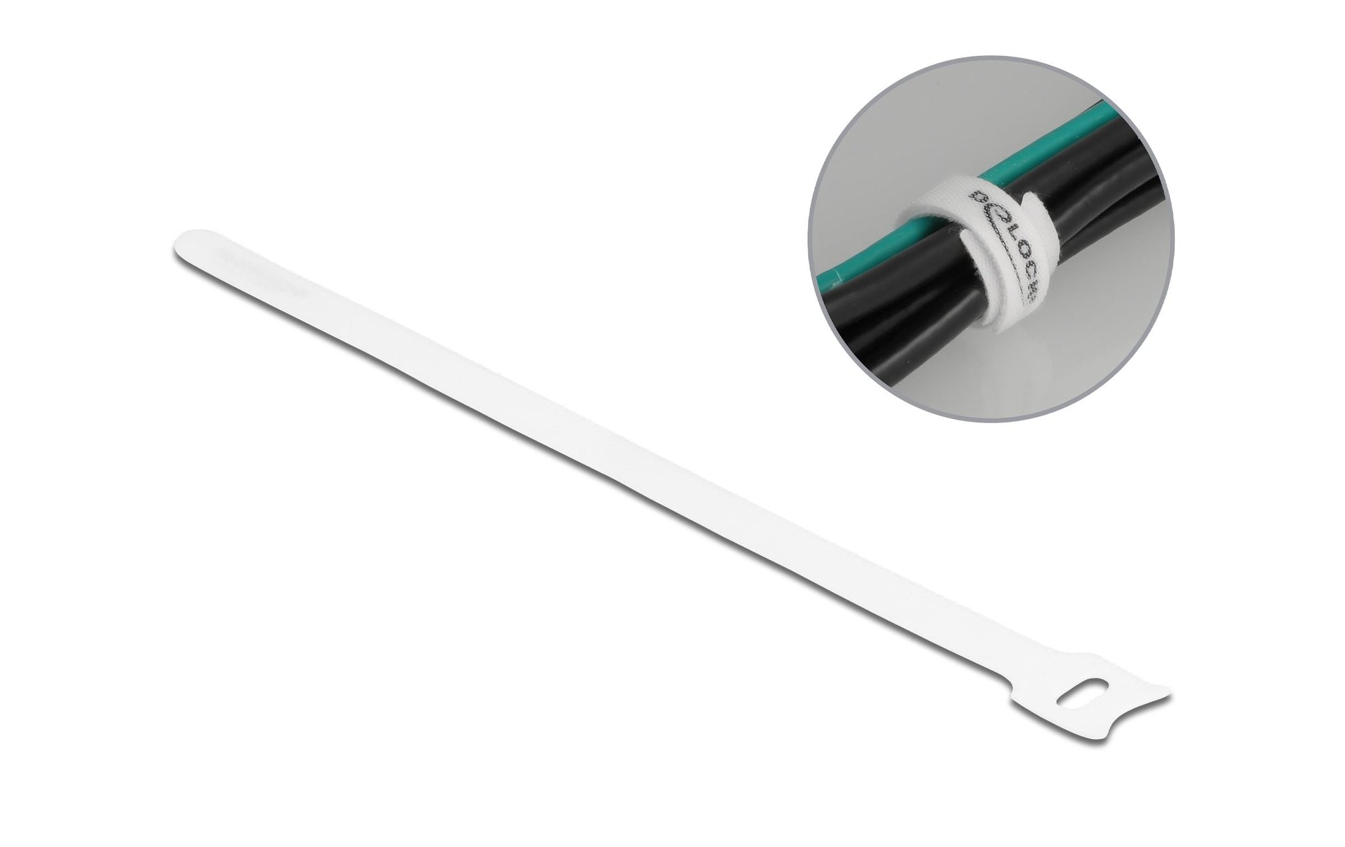 DeLOCK Klett-Kabelbinder 250 × 12 mm, Weiss, 10 Stk.