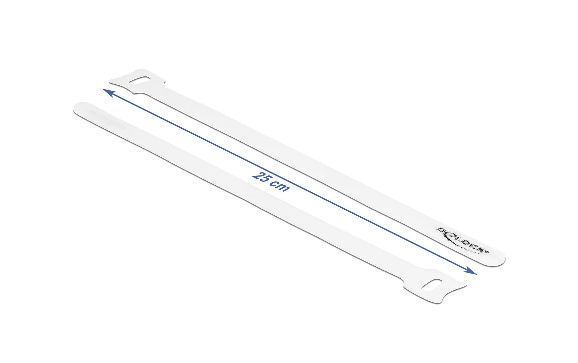 DeLOCK Klett-Kabelbinder 250 × 12 mm, Weiss, 10 Stk.