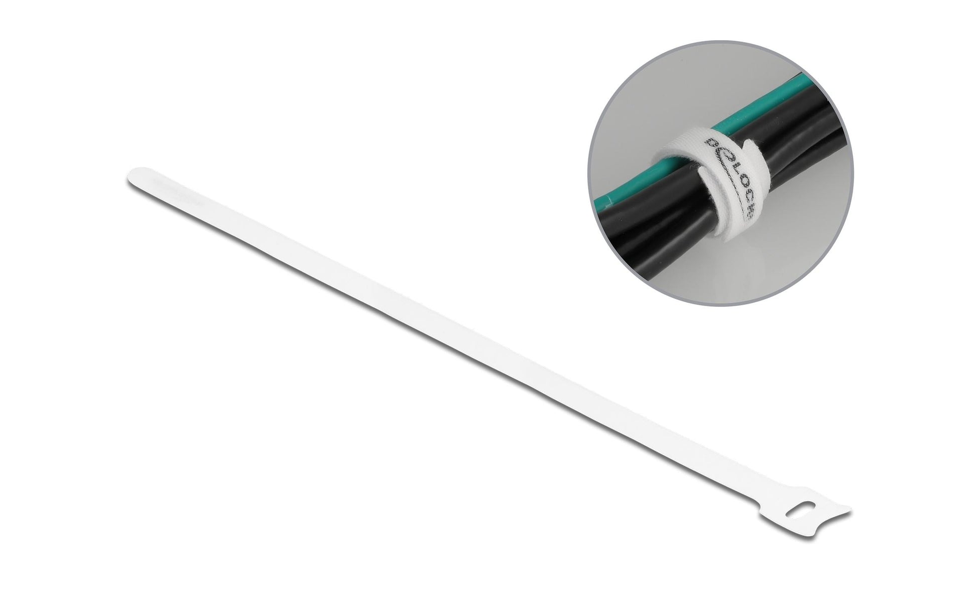 DeLOCK Klettkabelbinder, 300×12 mm, 10er-Pack – Weiss