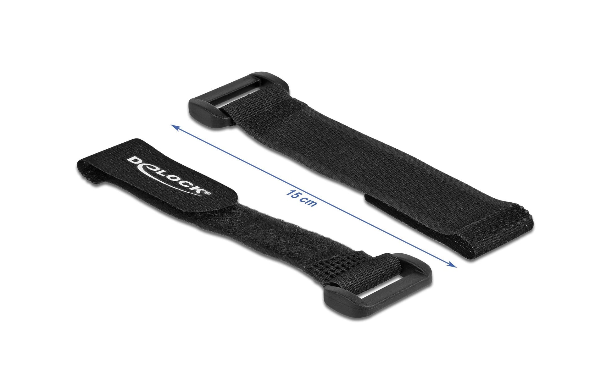 DeLOCK Klettkabelbinder, 20 mm × 0,15 m, Schwarz, 5 Stück